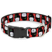 Plastic Clip Collar - Christmas Snowman Flip Red/White Plastic Clip Collars Buckle-Down