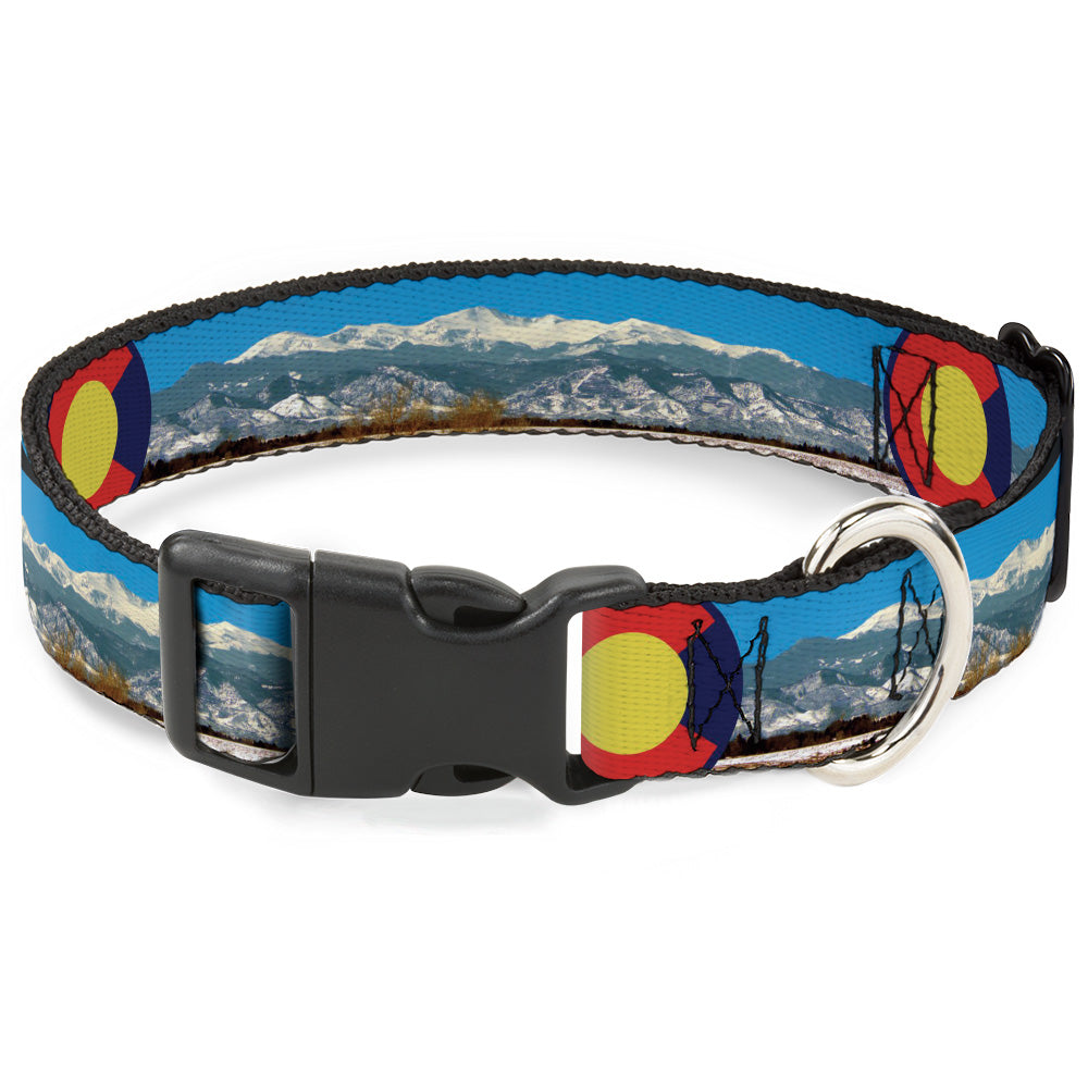 Plastic Clip Collar - Colorado Mount Evans Vivid Landscape/Colorado Flag Icon Plastic Clip Collars Buckle-Down