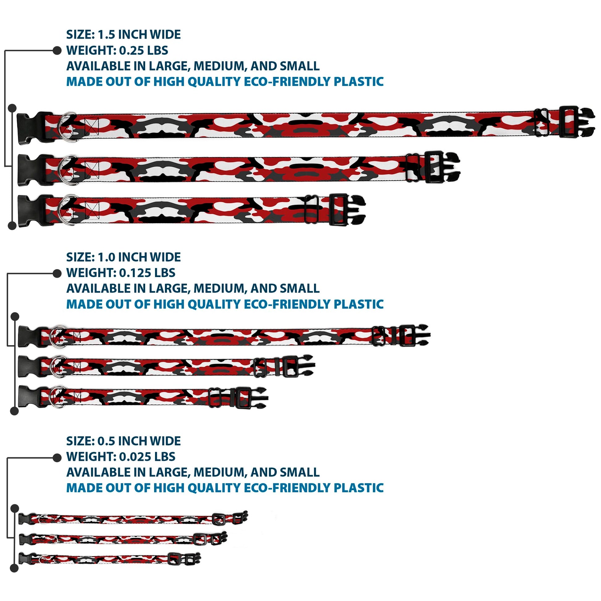 Plastic Clip Collar - Camo Red/Black/Gray/White Plastic Clip Collars Buckle-Down