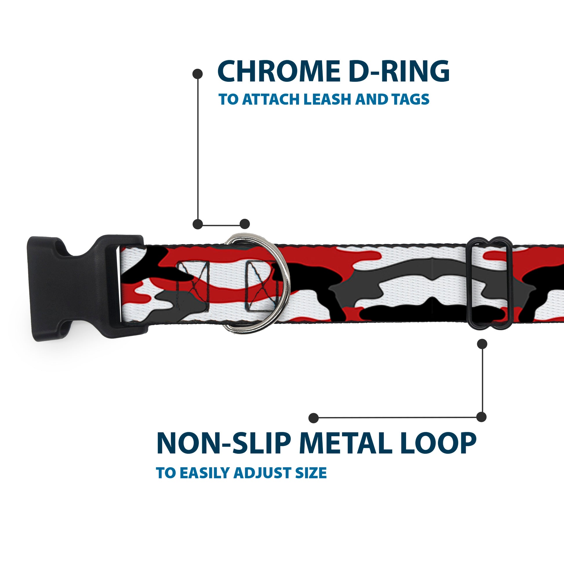 Plastic Clip Collar - Camo Red/Black/Gray/White Plastic Clip Collars Buckle-Down