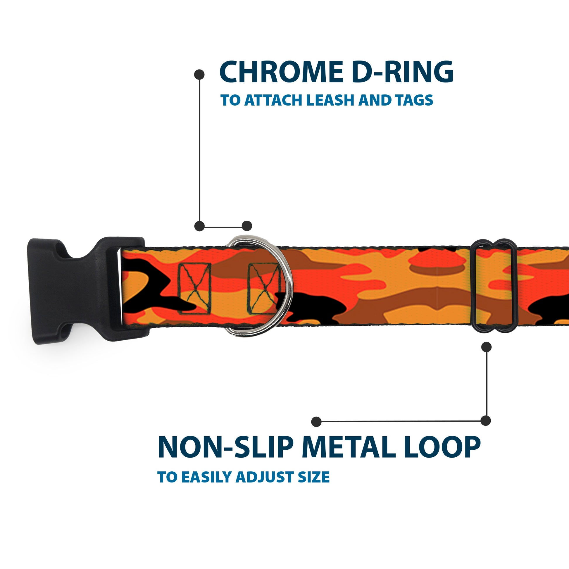 Plastic Clip Collar - Camo Oranges/Black Plastic Clip Collars Buckle-Down