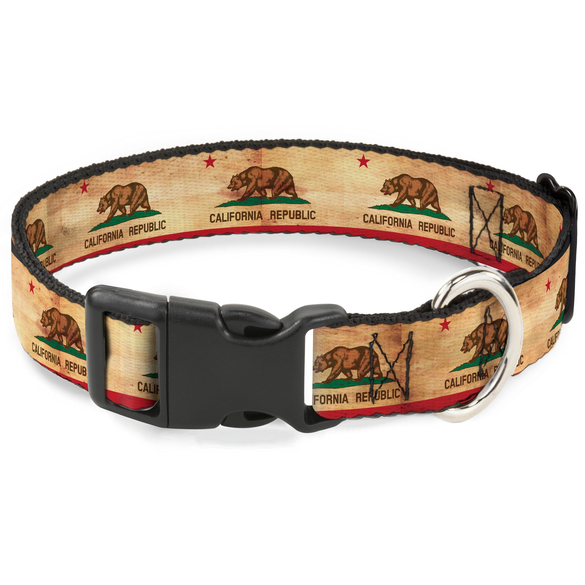 Plastic Clip Collar - California Flag Continuous Vintage Plastic Clip Collars Buckle-Down