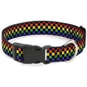 Plastic Clip Collar - Checker Black/Rainbow Multi Color Plastic Clip Collars Buckle-Down