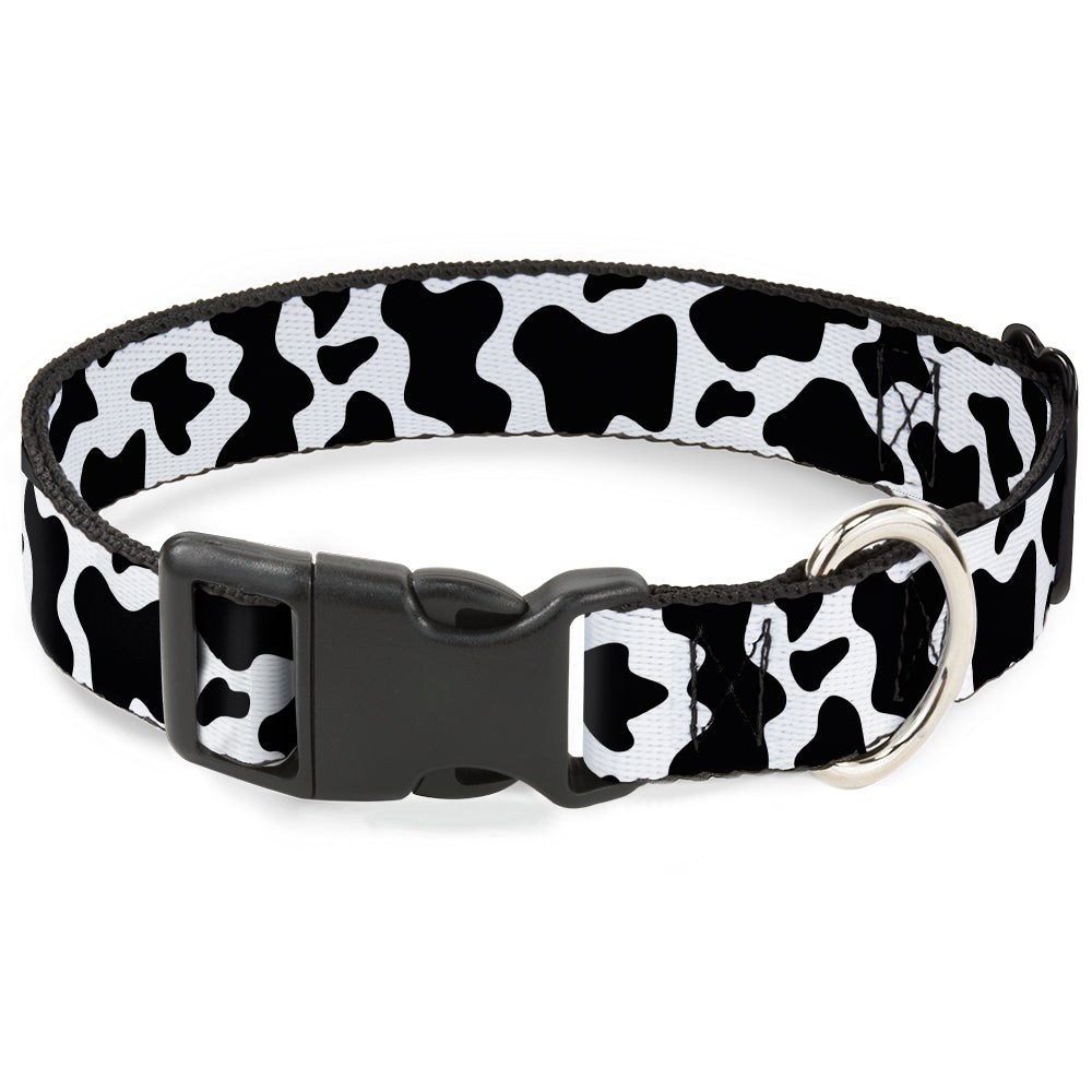 Plastic Clip Collar - Cow Pattern Print White/Black Plastic Clip Collars Buckle-Down