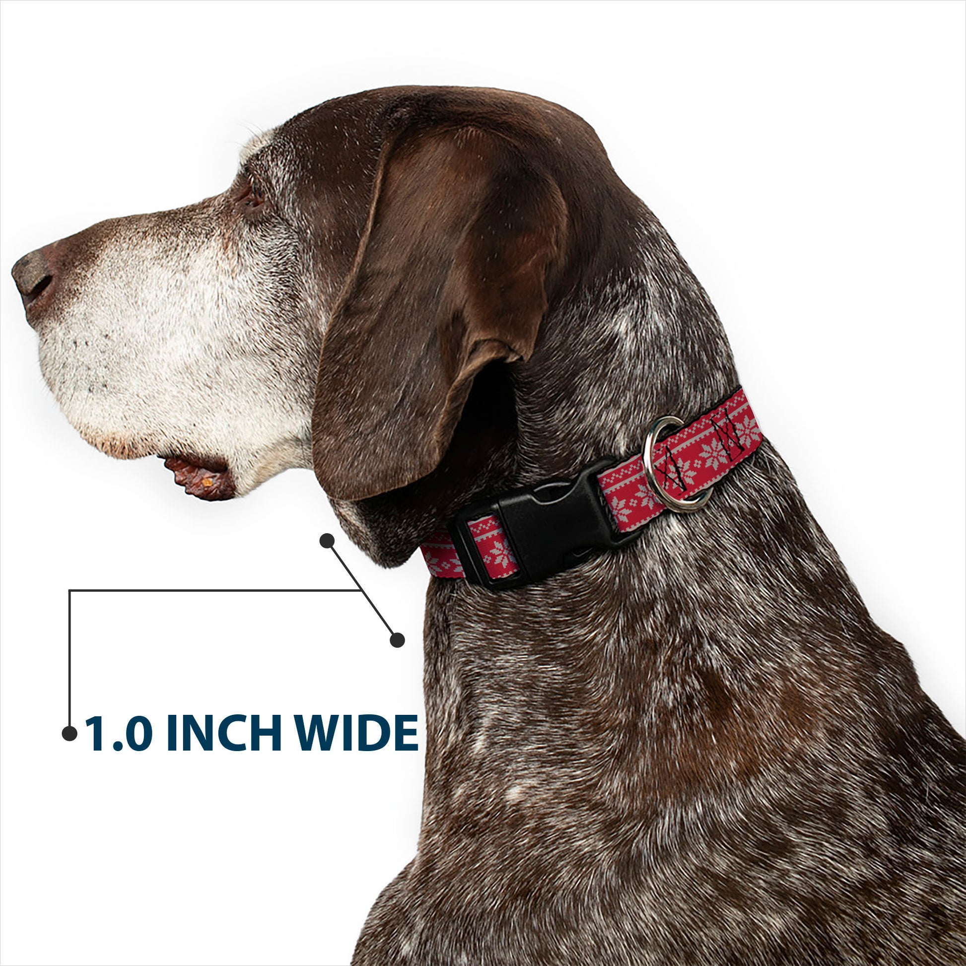 Plastic Clip Collar - Christmas Holiday Fair Isle Stitch Pattern Red/White Plastic Clip Collars Buckle-Down