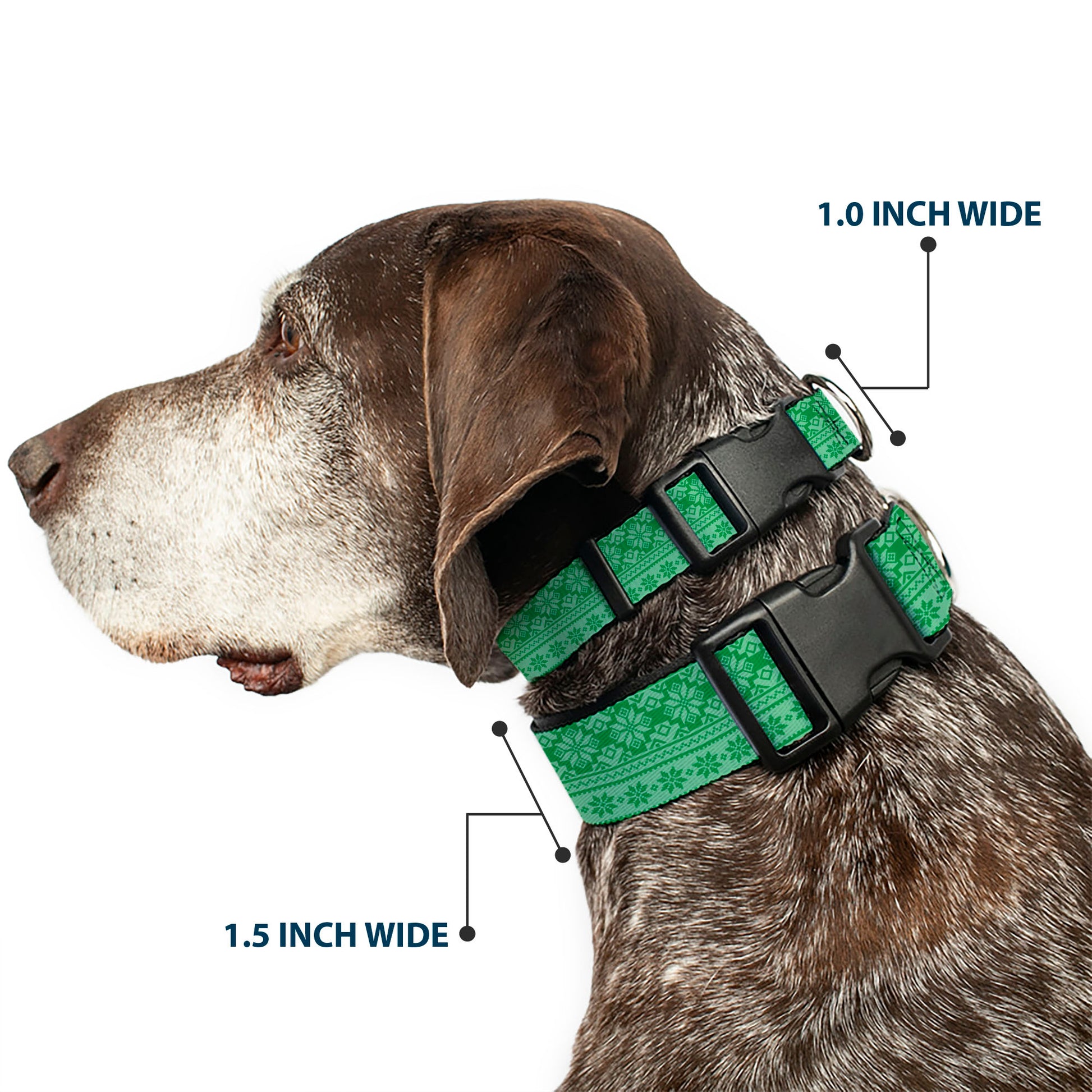 Plastic Clip Collar - Christmas Holiday Fair Isle Stitch Pattern Greens Plastic Clip Collars Buckle-Down