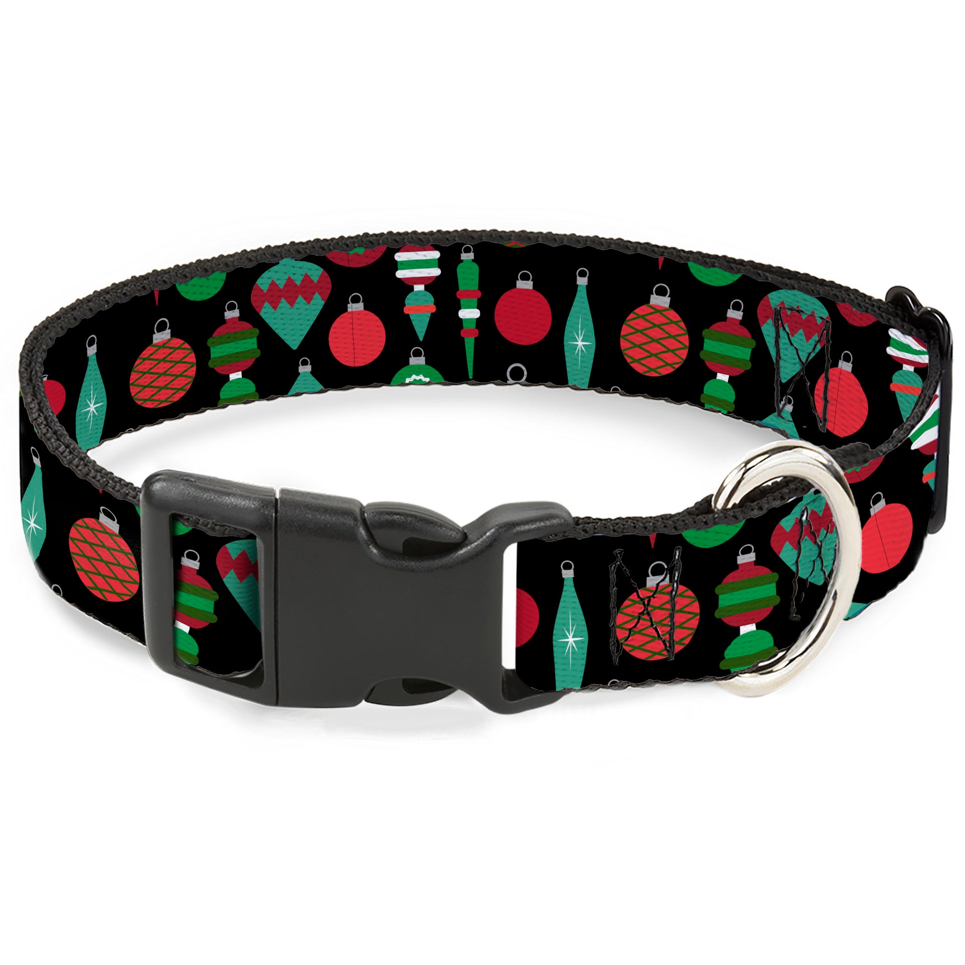 Plastic Clip Collar - Christmas Holiday Finial Bauble Ornaments Black/Reds/Greens Plastic Clip Collars Buckle-Down