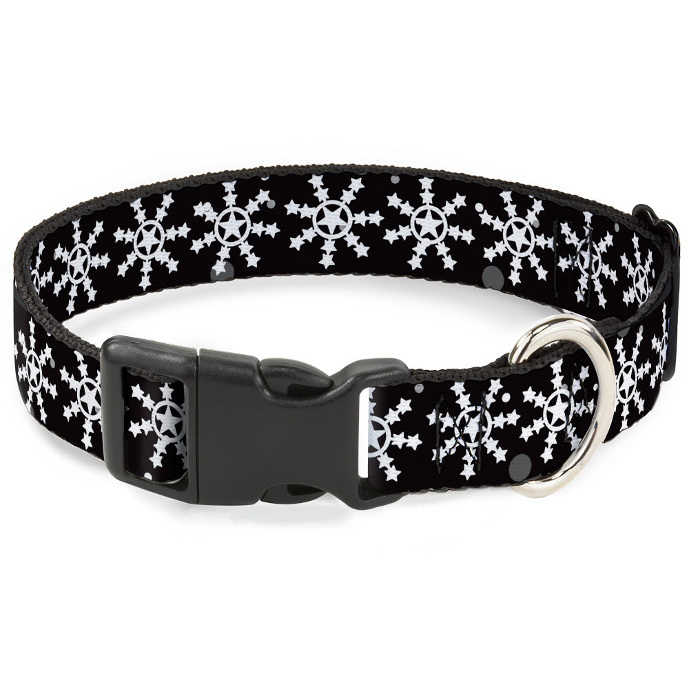 Plastic Clip Collar - Starry Snowflakes Black/White/Gray Plastic Clip Collars Buckle-Down