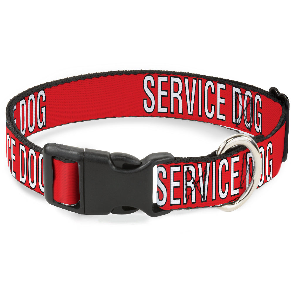 Plastic Clip Collar - SERVICE DOG Red/Black/White Plastic Clip Collars Buckle-Down