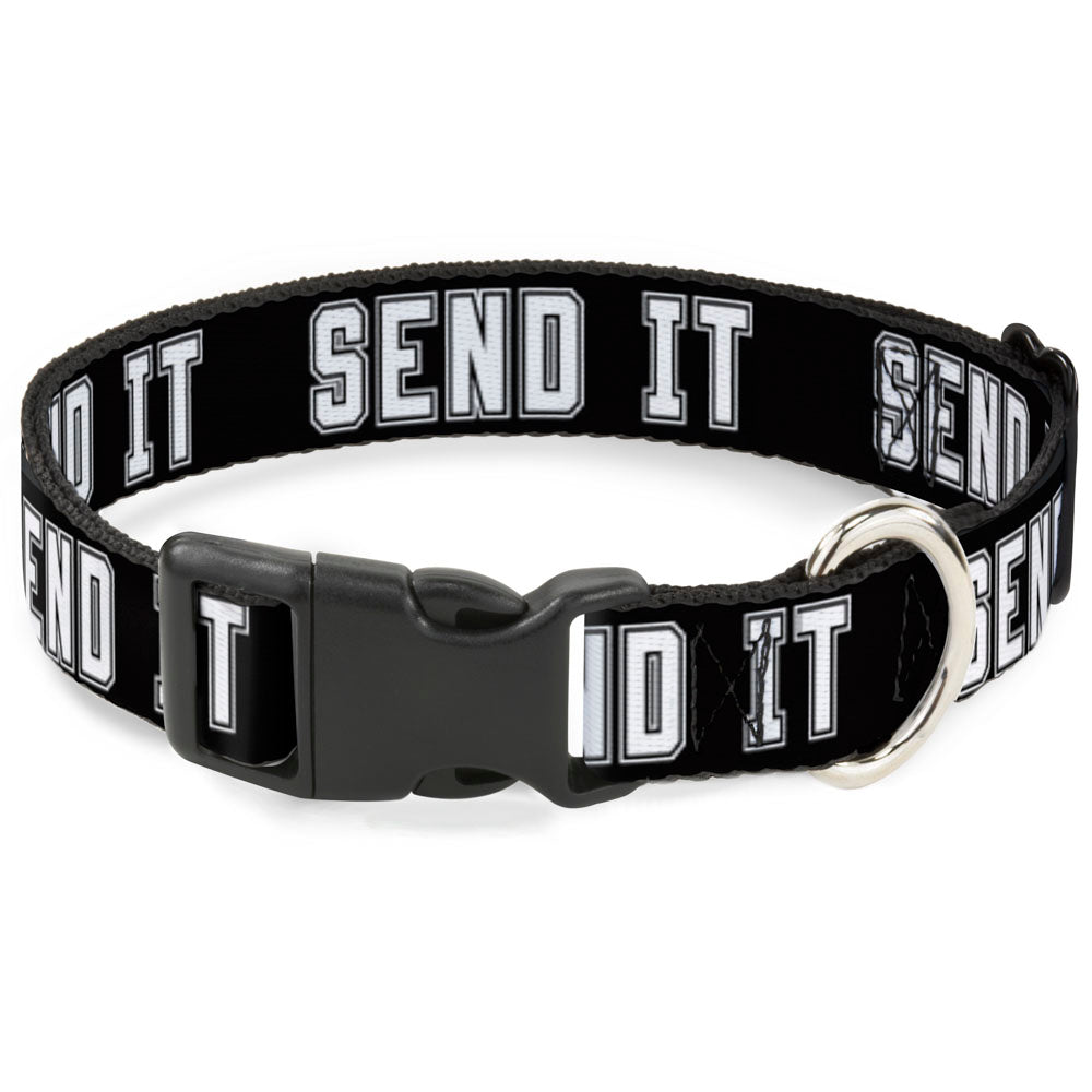 Plastic Clip Collar - SEND IT Black/White Plastic Clip Collars Buckle-Down