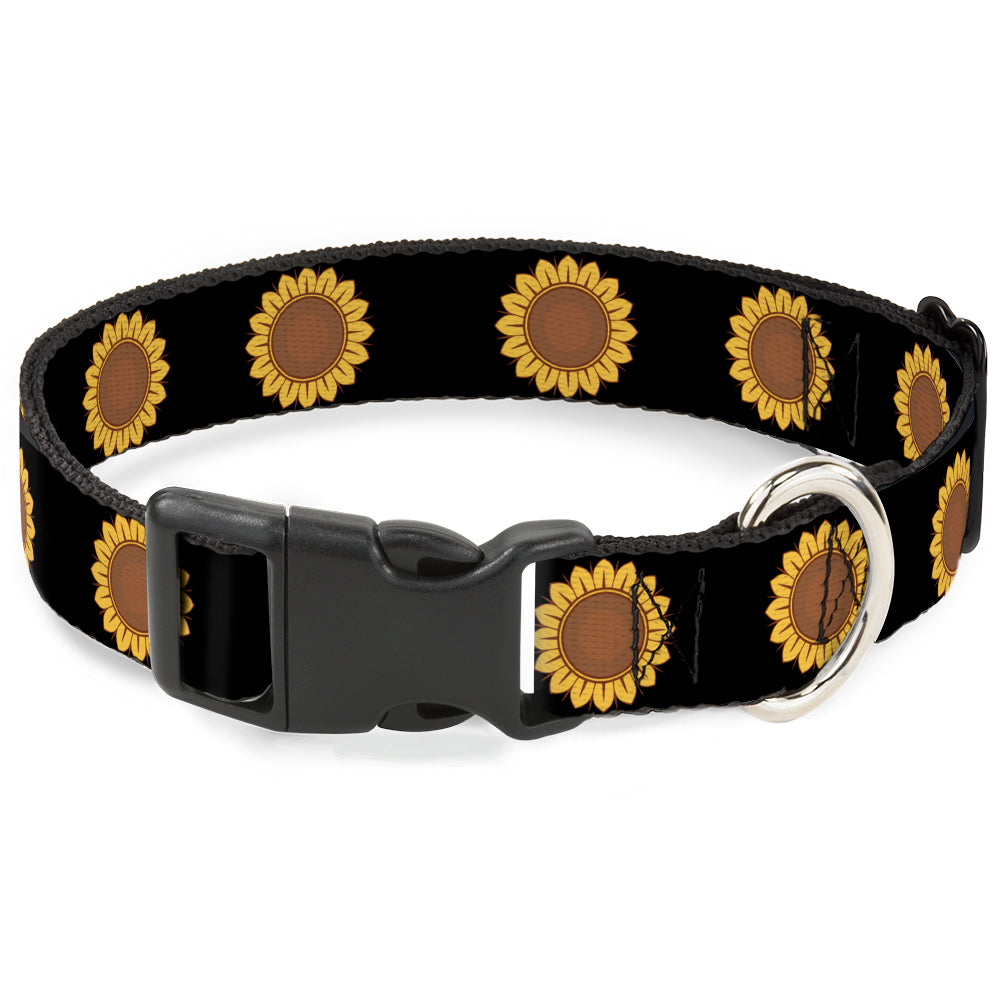 Plastic Clip Collar - Sunflower Face Repeat Black Plastic Clip Collars Buckle-Down