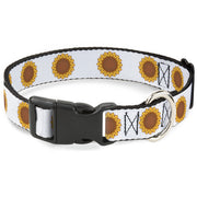 Plastic Clip Collar - Sunflower Face Repeat White Plastic Clip Collars Buckle-Down