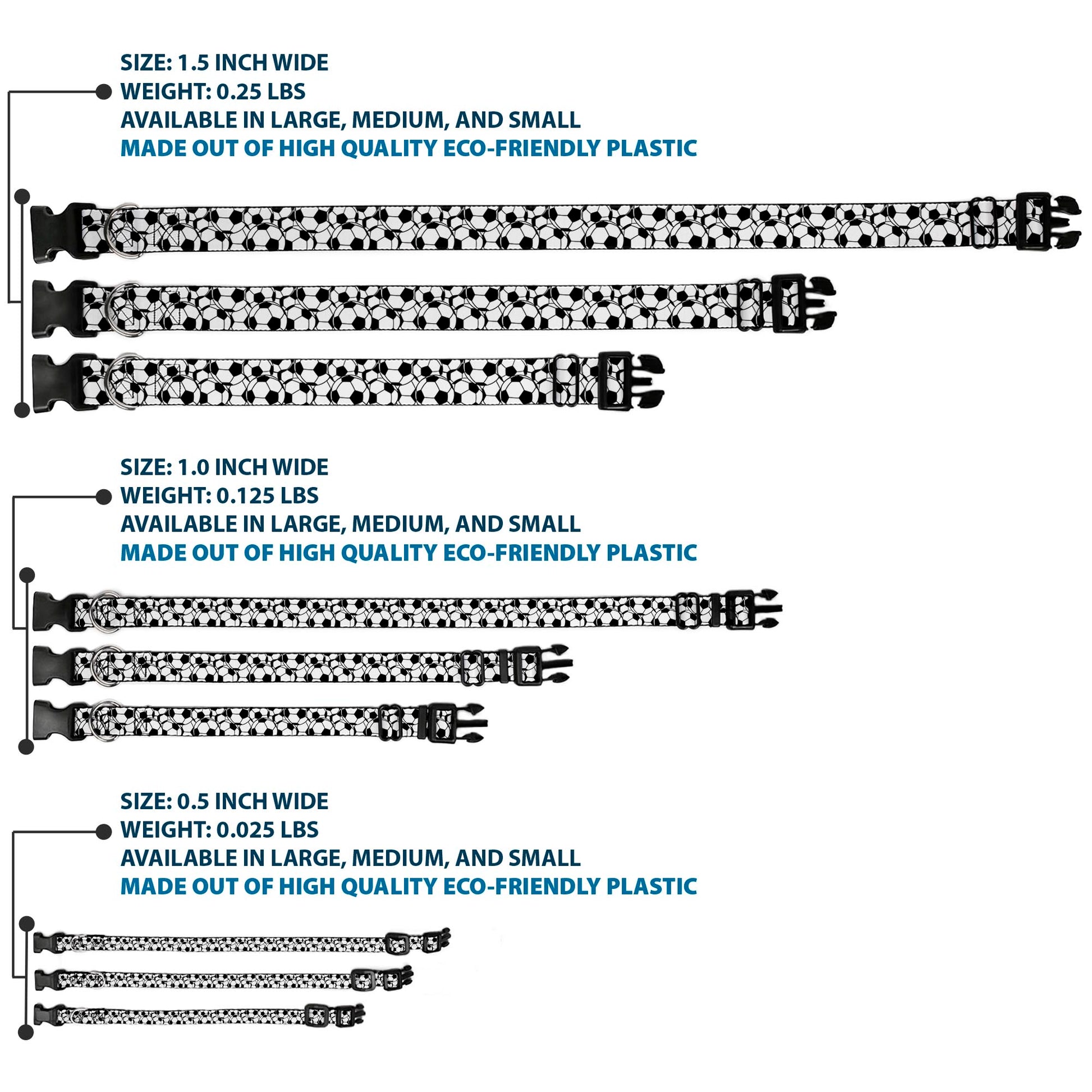 Plastic Clip Collar - Soccer Balls Stacked Plastic Clip Collars Buckle-Down