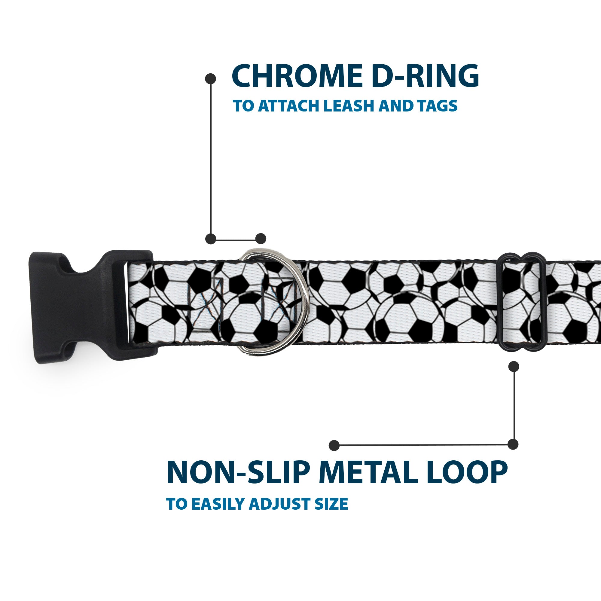 Plastic Clip Collar - Soccer Balls Stacked Plastic Clip Collars Buckle-Down