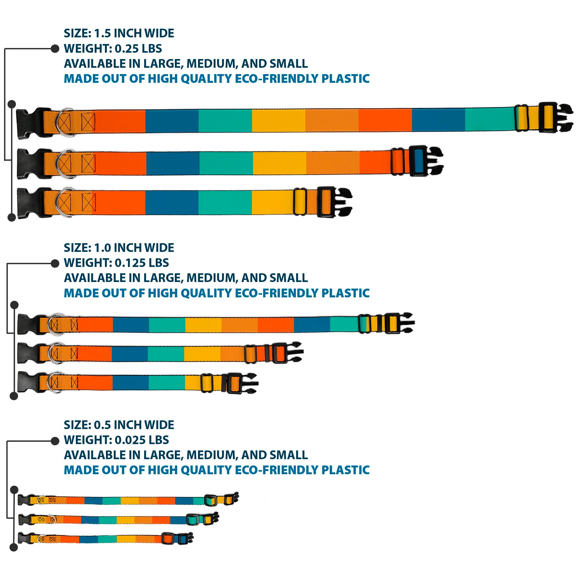 Plastic Clip Collar - Summer Essentials Color Block 2 Plastic Clip Collars Buckle-Down