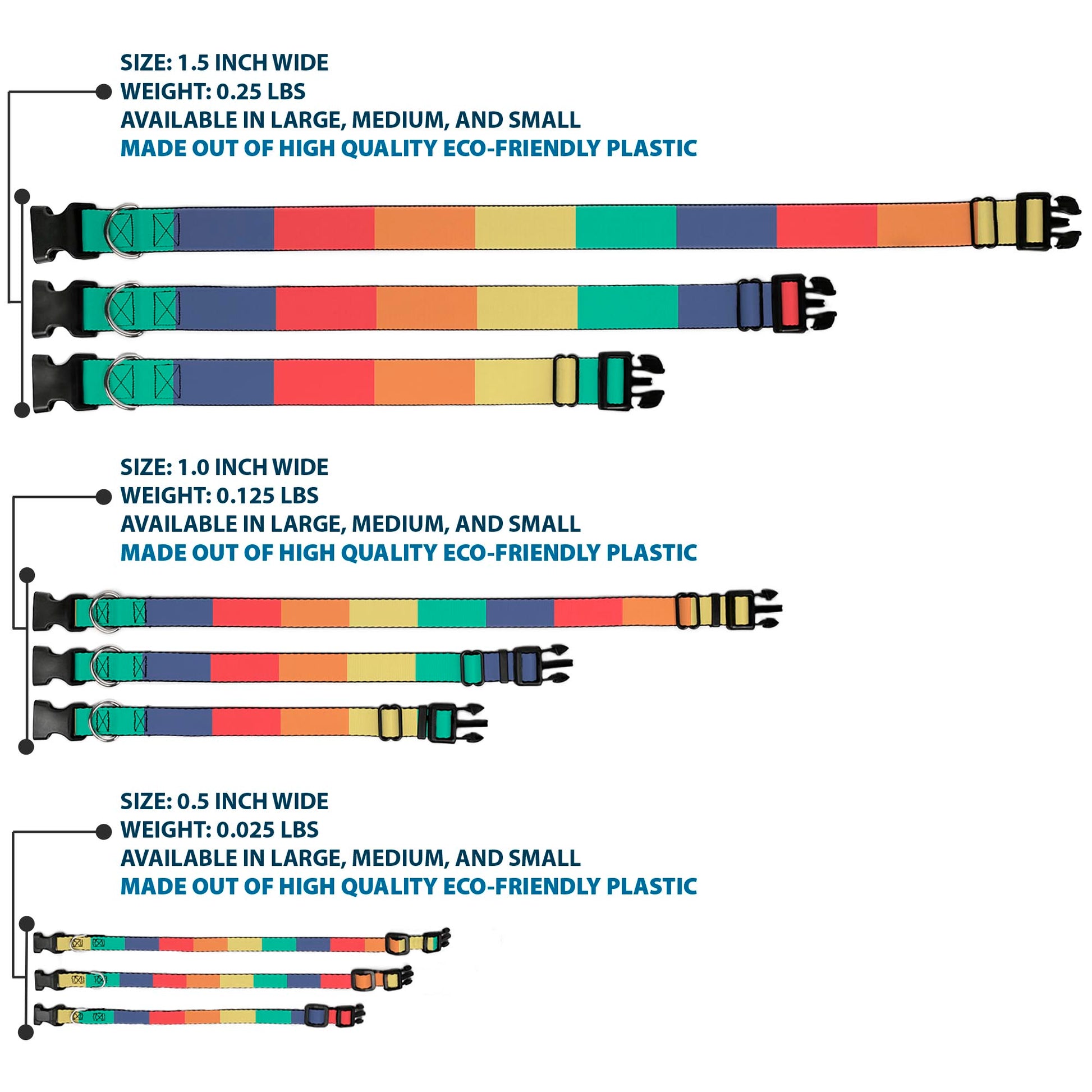 Plastic Clip Collar - Summer Essentials Color Block 3 Plastic Clip Collars Buckle-Down