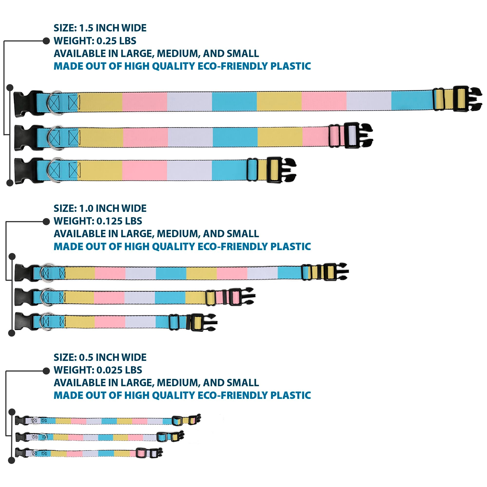 Plastic Clip Collar - Summer Essentials Color Block 6 Plastic Clip Collars Buckle-Down