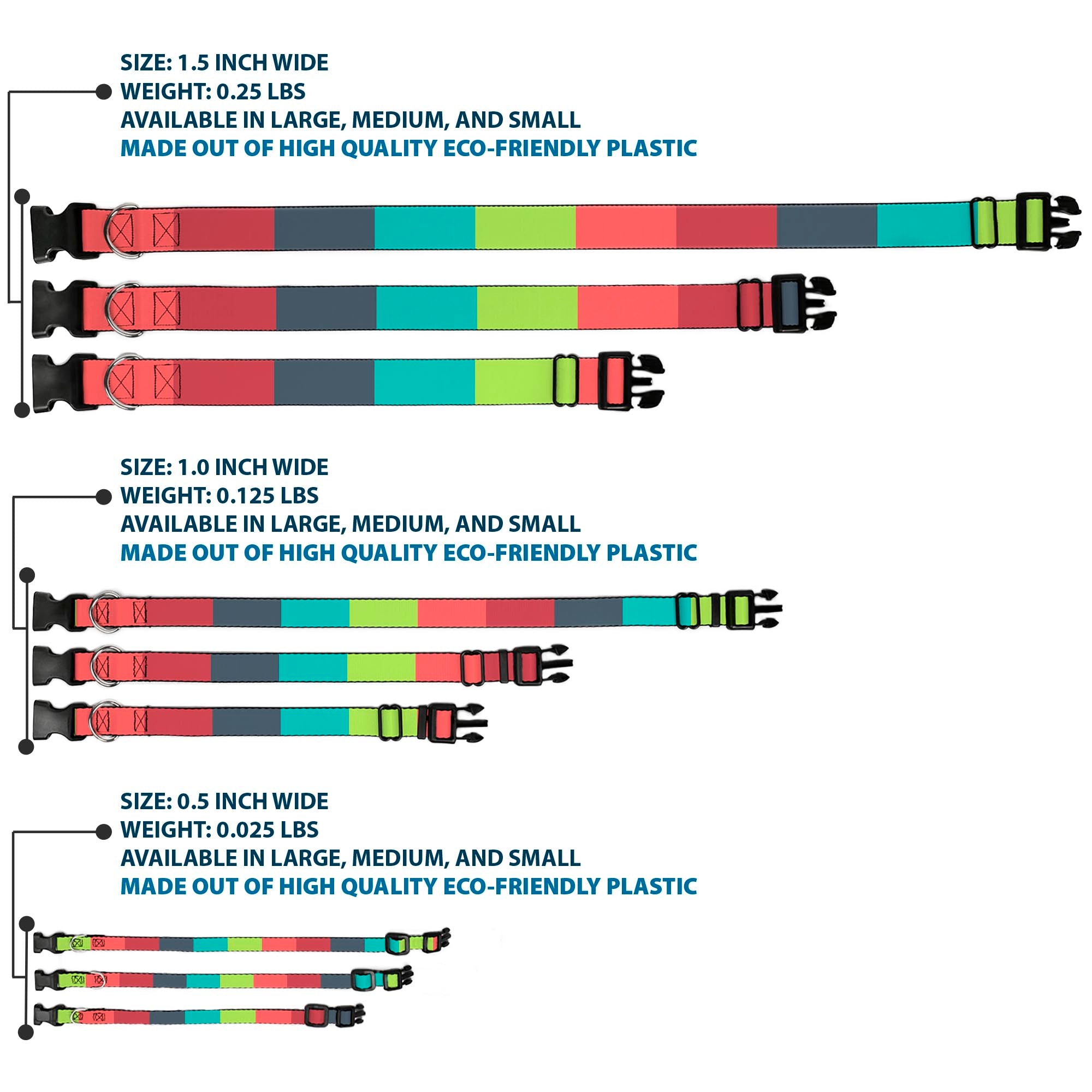 Plastic Clip Collar - Summer Essentials Color Block 8 Plastic Clip Collars Buckle-Down