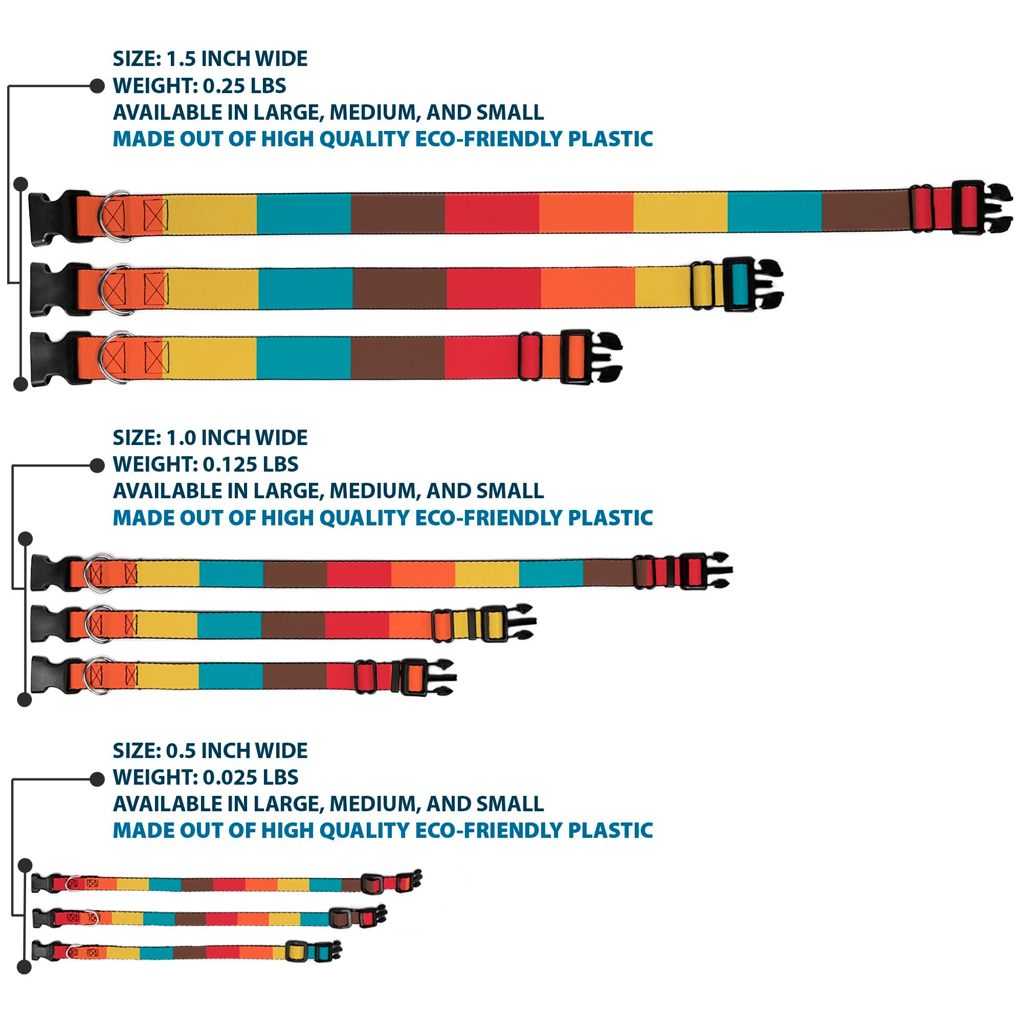Plastic Clip Collar - Summer Essentials Color Block 9 Plastic Clip Collars Buckle-Down
