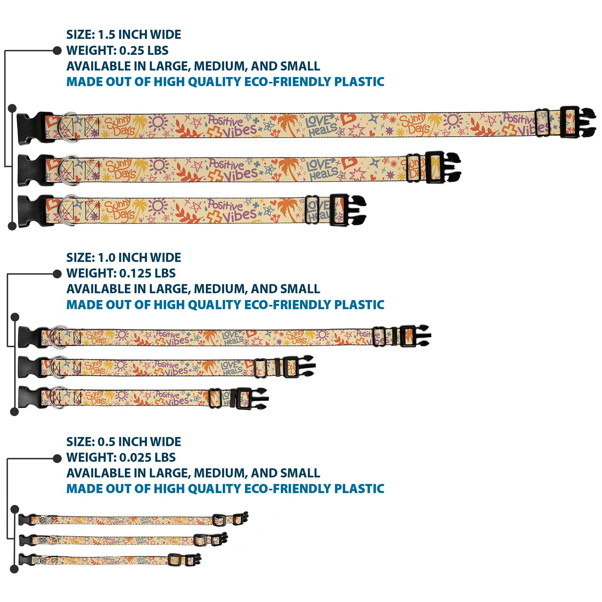 Plastic Clip Collar - Summer Harmony Collage Beige/Multi Color Plastic Clip Collars Buckle-Down