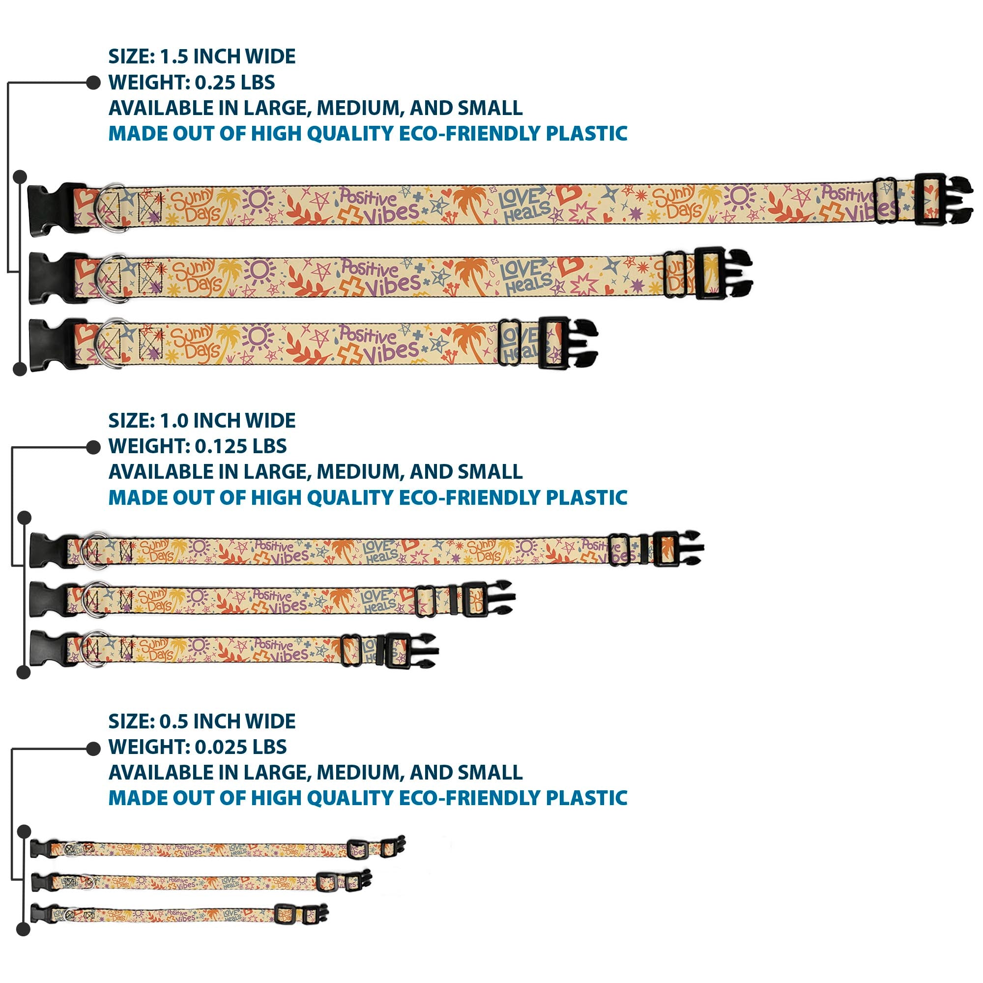 Plastic Clip Collar - Summer Harmony Collage Beige/Multi Color Plastic Clip Collars Buckle-Down