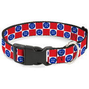 Plastic Clip Collar - Smiley Sad Face Checker Red/White/Blue Plastic Clip Collars Buckle-Down