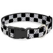 Plastic Clip Collar - Smiley Sad Face Checker Black/White Plastic Clip Collars Buckle-Down