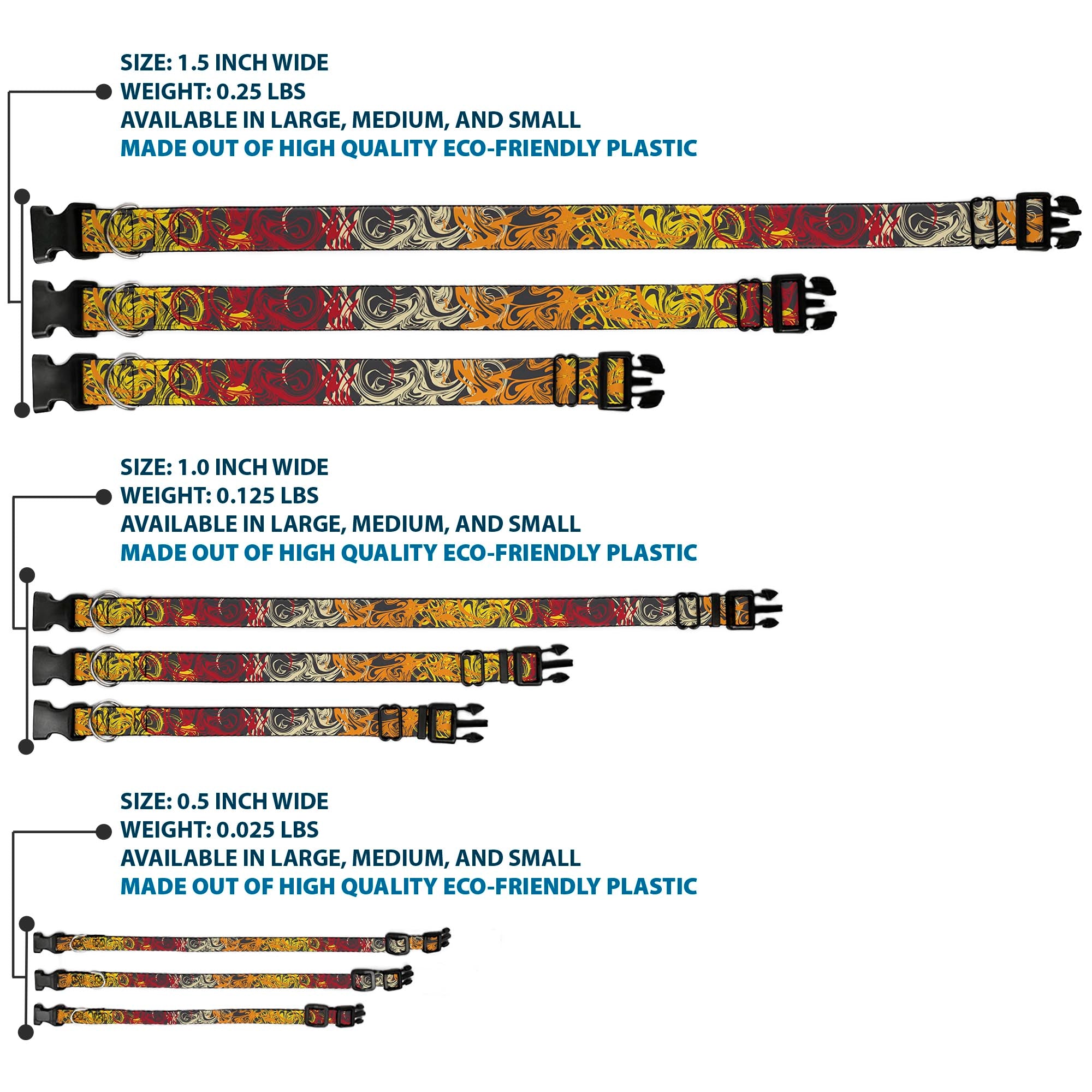 Plastic Clip Collar - Swirl Mix Gray/Multi Color Plastic Clip Collars Buckle-Down