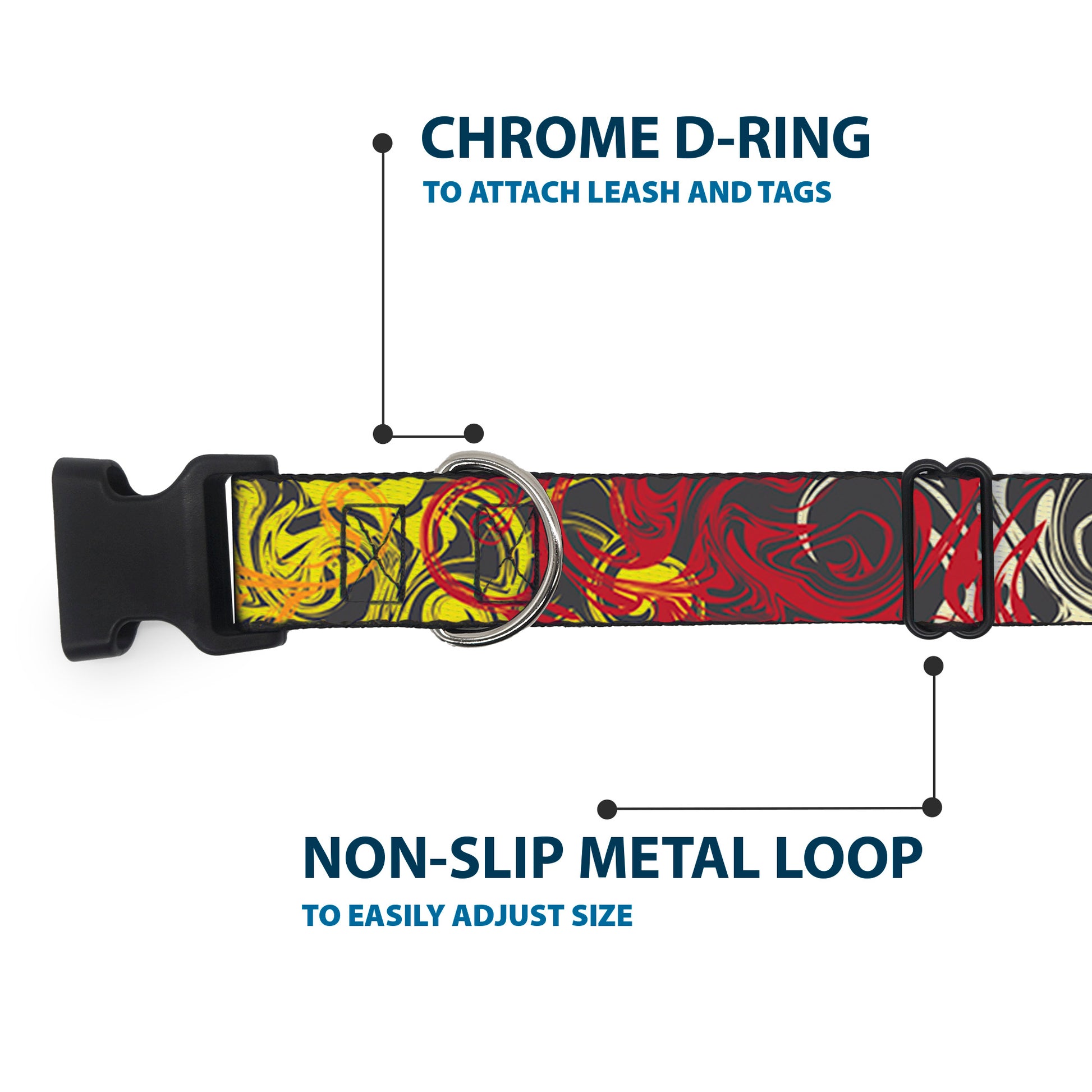 Plastic Clip Collar - Swirl Mix Gray/Multi Color Plastic Clip Collars Buckle-Down