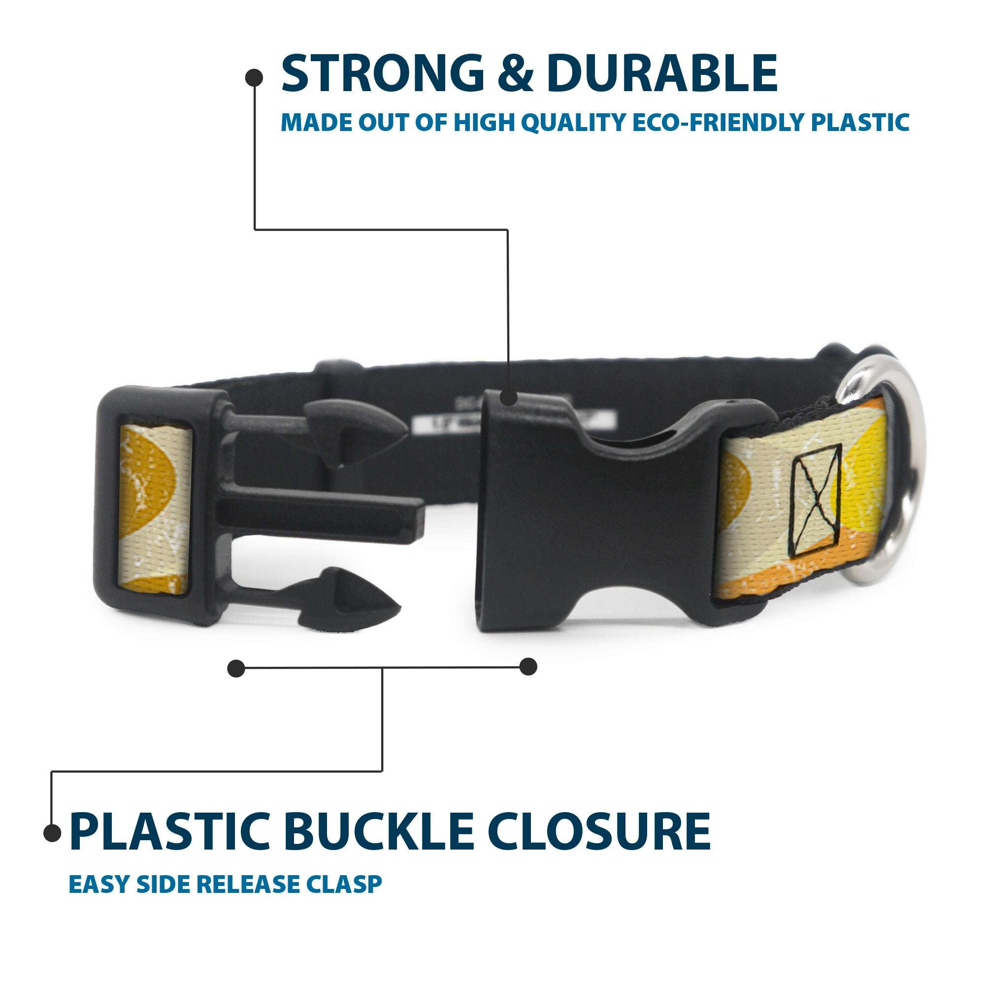 Plastic Clip Collar - Spots Stacked Weathered Yellows/Browns Plastic Clip Collars Buckle-Down