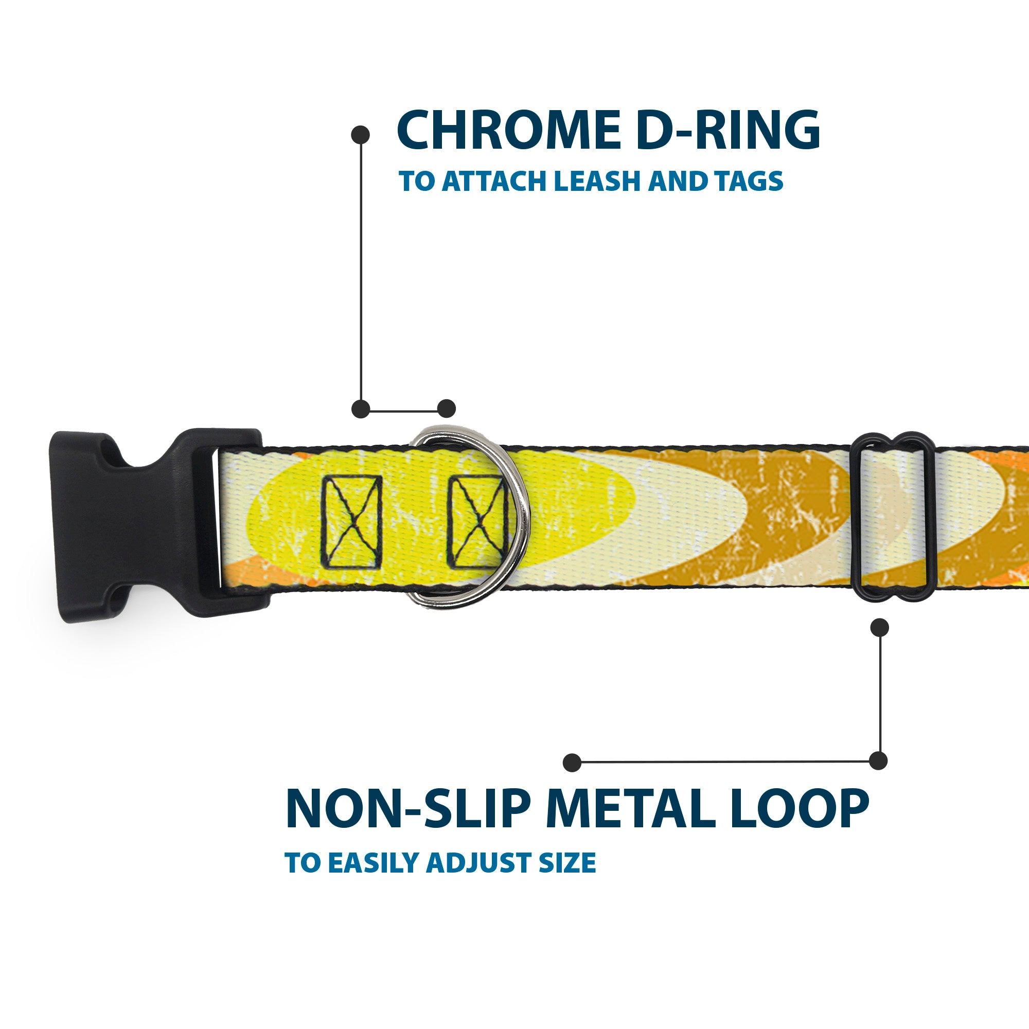 Plastic Clip Collar - Spots Stacked Weathered Yellows/Browns Plastic Clip Collars Buckle-Down