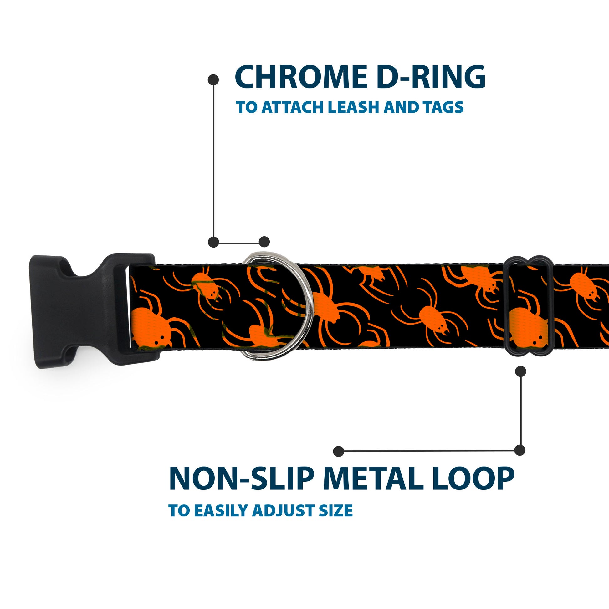 Plastic Clip Collar - Spider Silhouettes Black/Orange Plastic Clip Collars Buckle-Down