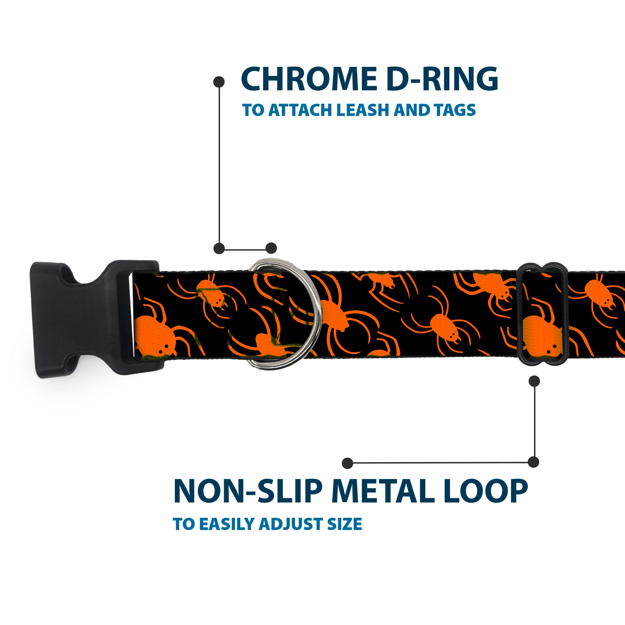 Plastic Clip Collar - Spider Silhouettes Black/Orange Plastic Clip Collars Buckle-Down