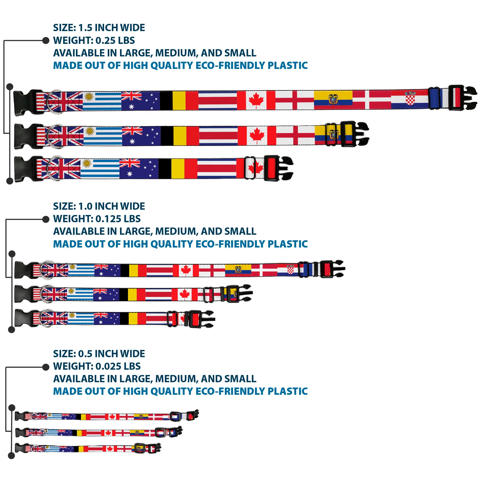 Plastic Clip Collar - Soccer Fan World Cup Team Country Flags Plastic Clip Collars Buckle-Down