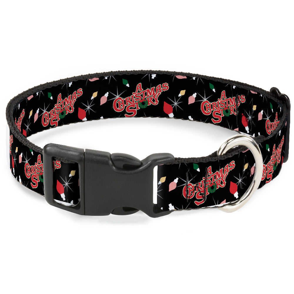 Plastic Clip Collar - A CHRISTMAS STORY Title Logo and Lights Black/Reds Plastic Clip Collars A Christmas Story