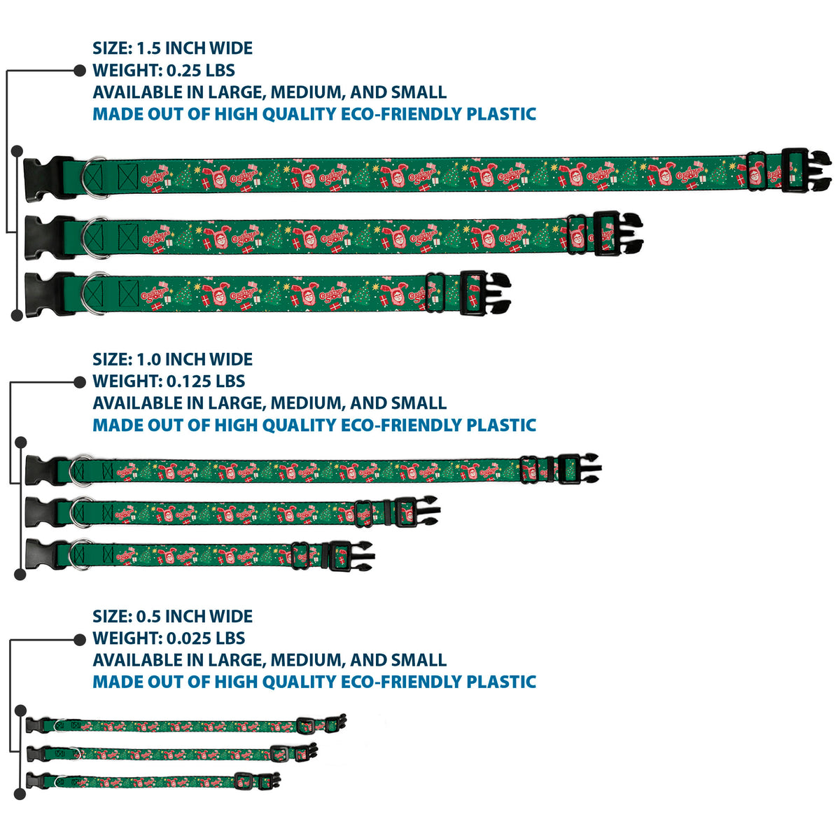 Plastic Clip Collar - A CHRISTMAS STORY Ralphie and Icons Title Logo Collage Green/Reds Dog Collars Plastic Clip Side Release A Christmas Story