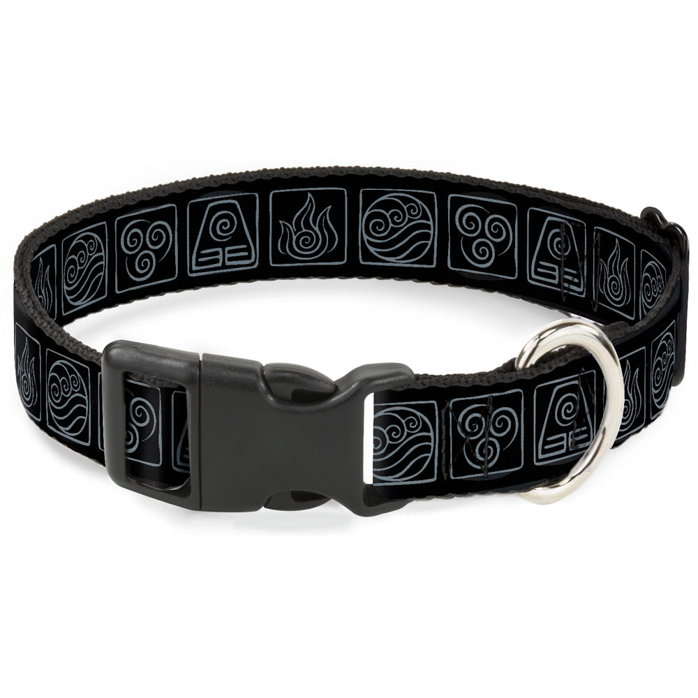 Plastic Clip Collar - Avatar the Last Airbender Bending Elements Icons Black/Gray Plastic Clip Collars Avatar The Last Airbender