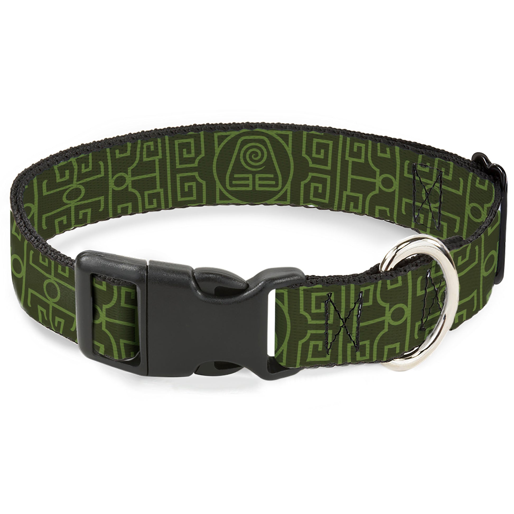 Plastic Clip Collar - Avatar Last Airbender Earth Element Symbol Black/Olive Green Plastic Clip Collars Avatar The Last Airbender