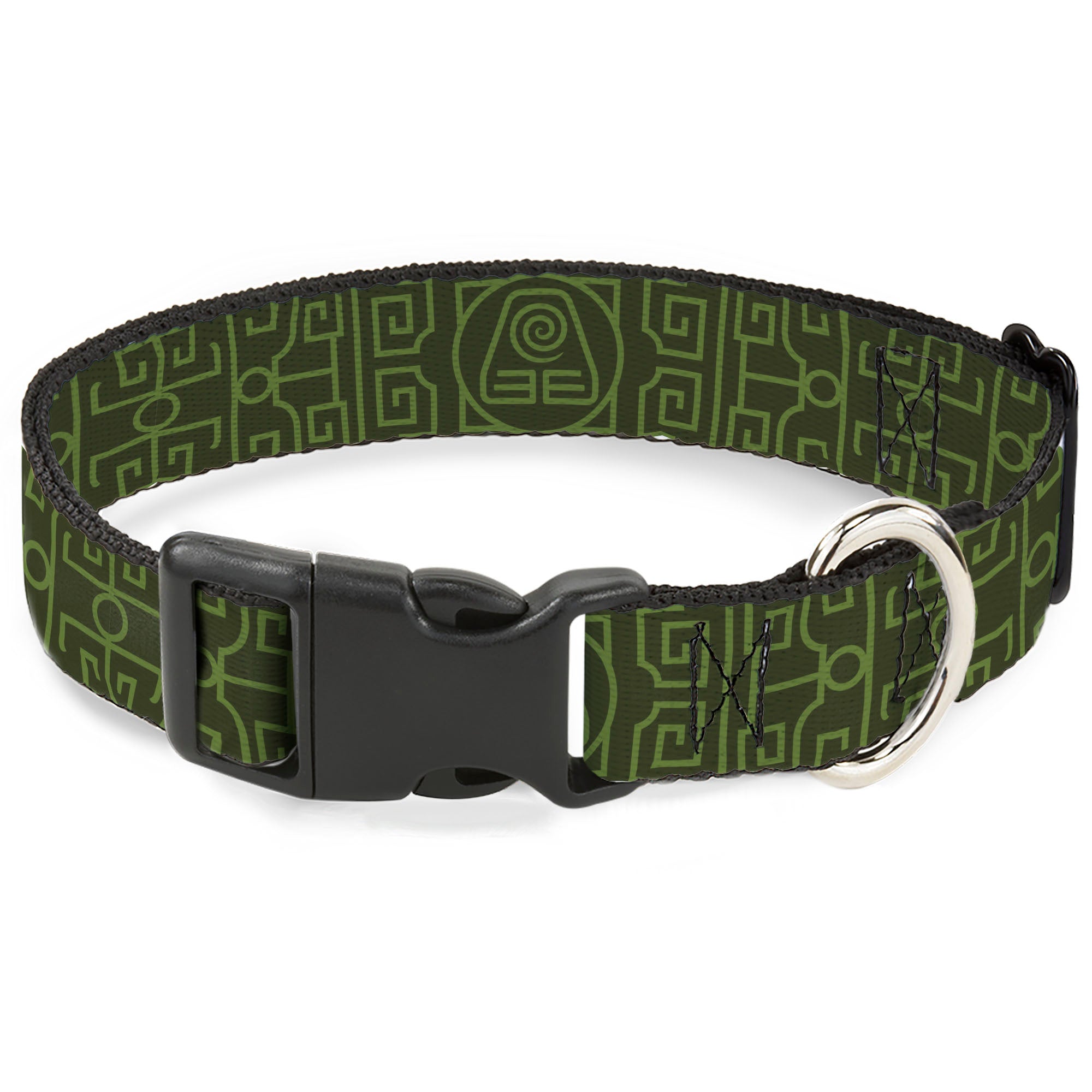 Plastic Clip Collar - Avatar Last Airbender Earth Element Symbol Black/Olive Green Plastic Clip Collars Avatar The Last Airbender
