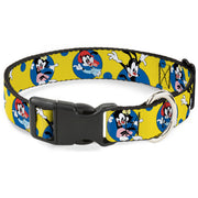 Plastic Clip Collar - Animaniacs Yakko Wakko and Dot Poses Yellow/Blue Plastic Clip Collars Animaniacs