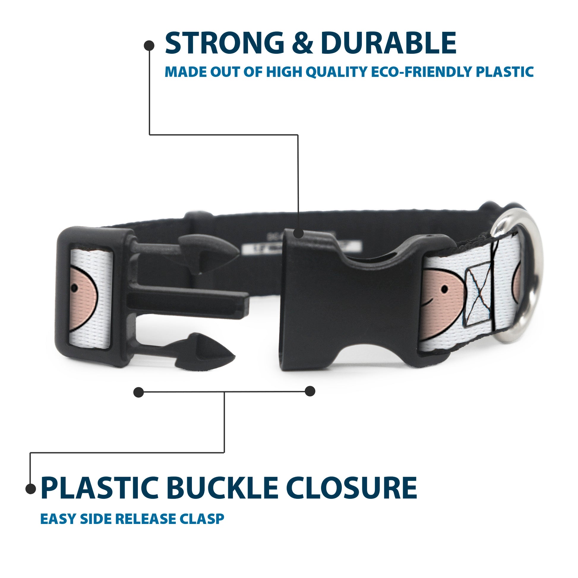 Plastic Clip Collar - Adventure Time Finn Expression Blocks White Plastic Clip Collars Adventure Time