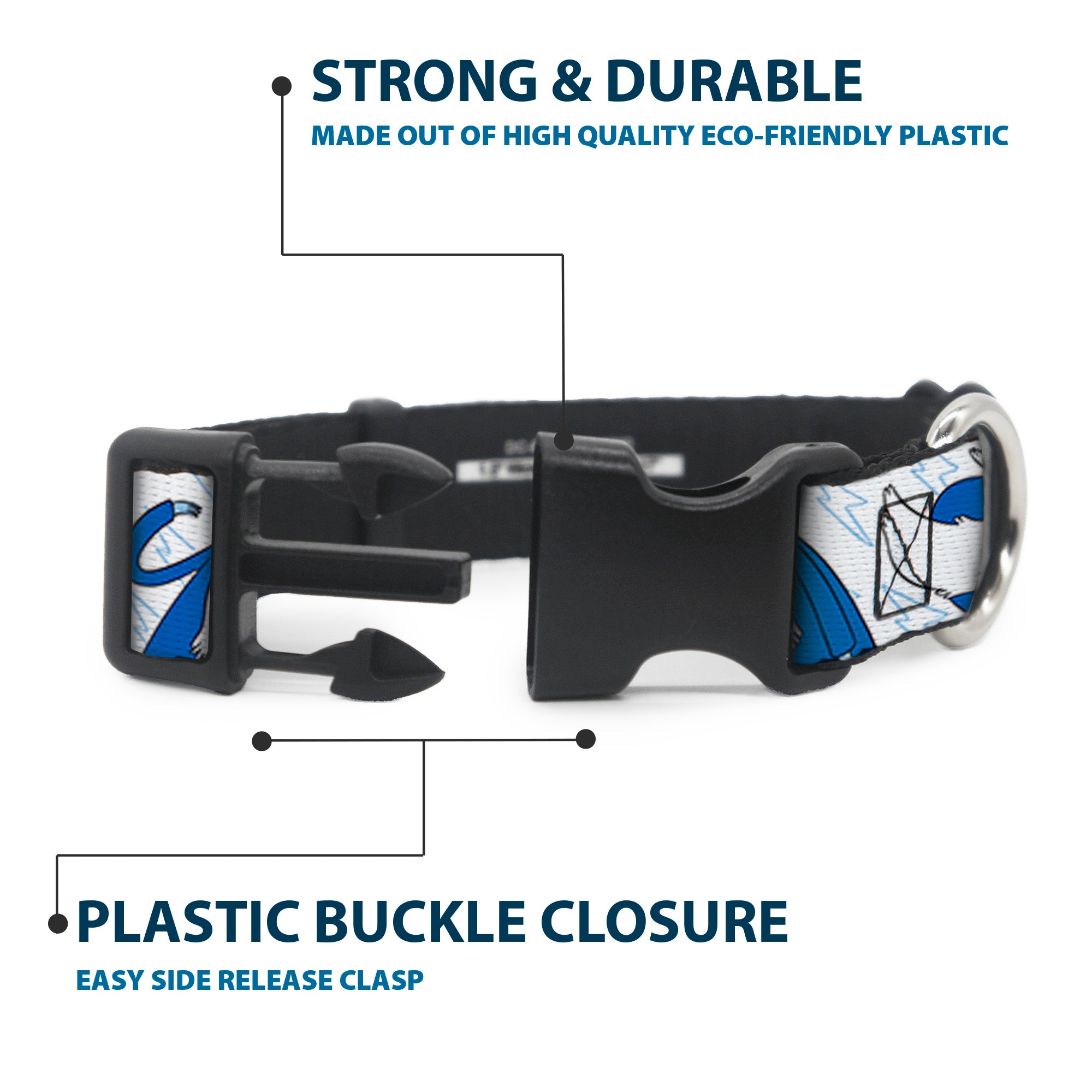 Plastic Clip Collar - Adventure Time Ice King Poses and Bolts White/Blue Plastic Clip Collars Adventure Time