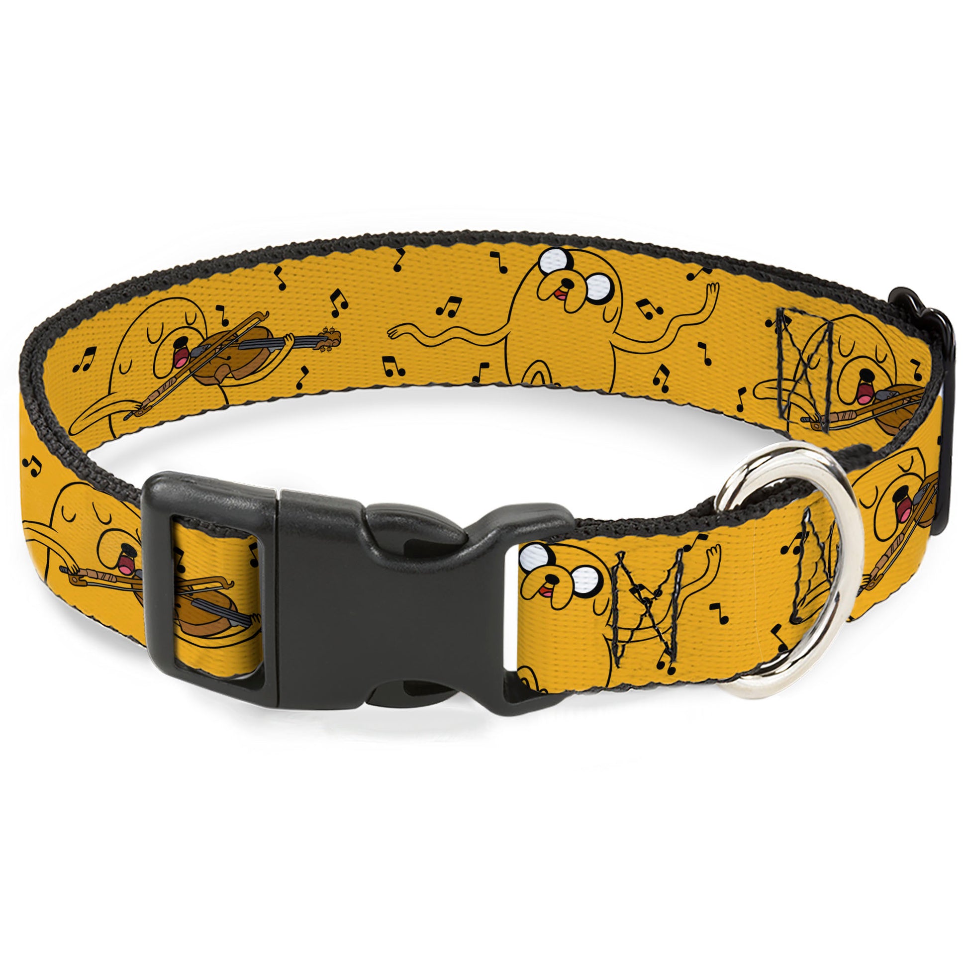 Plastic Clip Collar - Adventure Time Jake Dancing and Violin Poses Yellow Plastic Clip Collars Adventure Time
