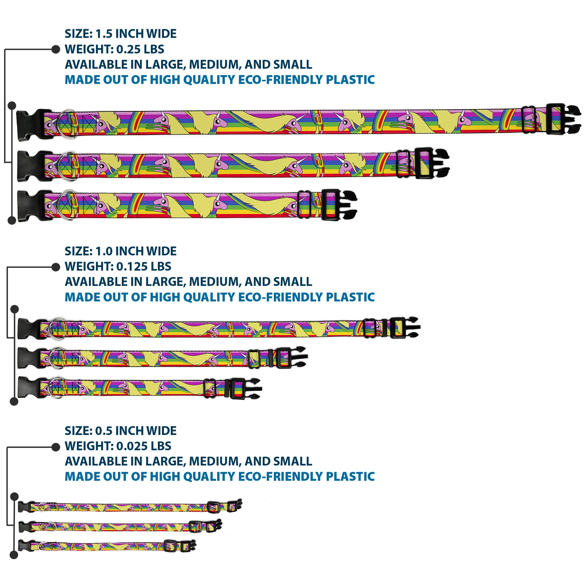 Plastic Clip Collar - Adventure Time Lady Raincorn Poses Stripe Rainbow Plastic Clip Collars Adventure Time