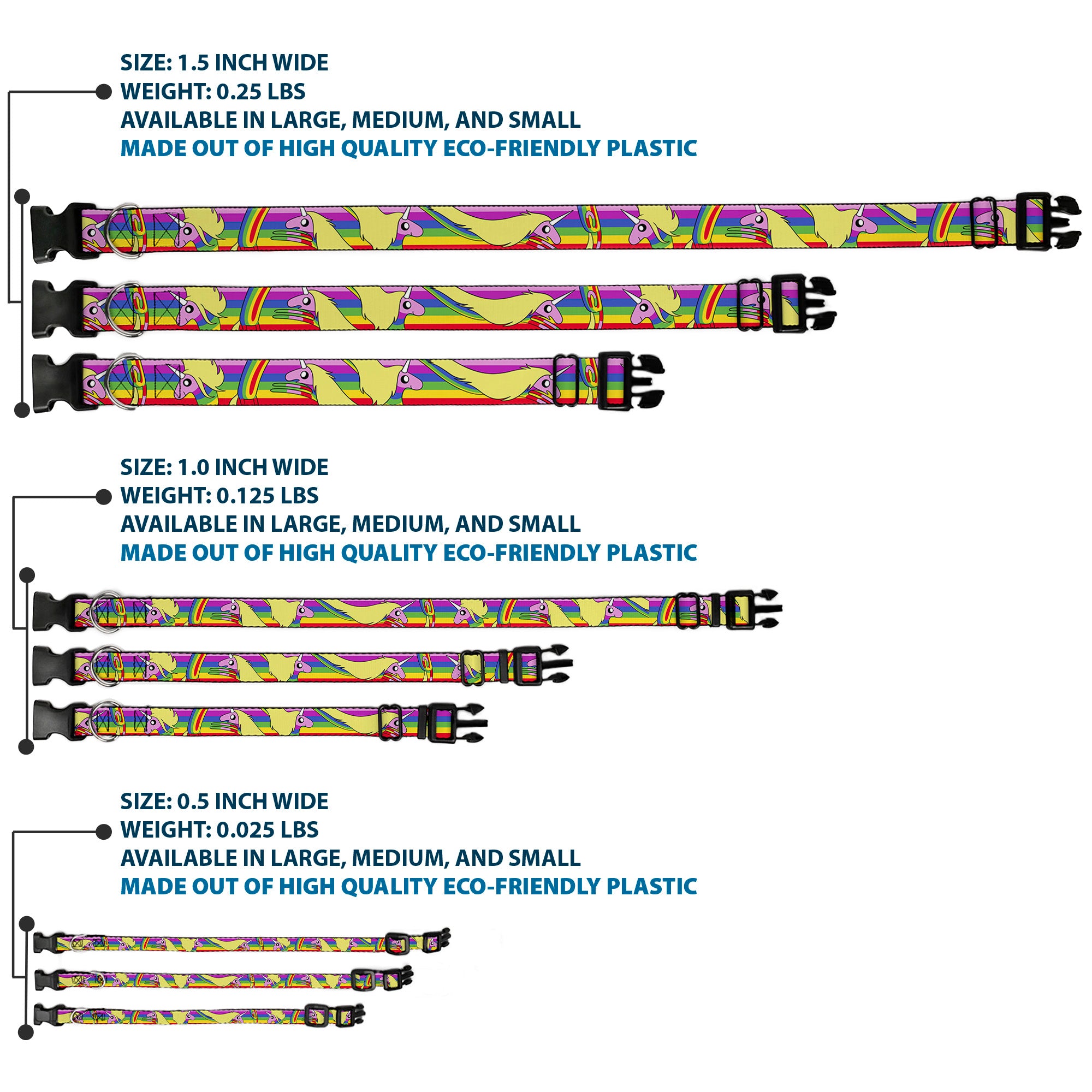Plastic Clip Collar - Adventure Time Lady Raincorn Poses Stripe Rainbow Plastic Clip Collars Adventure Time