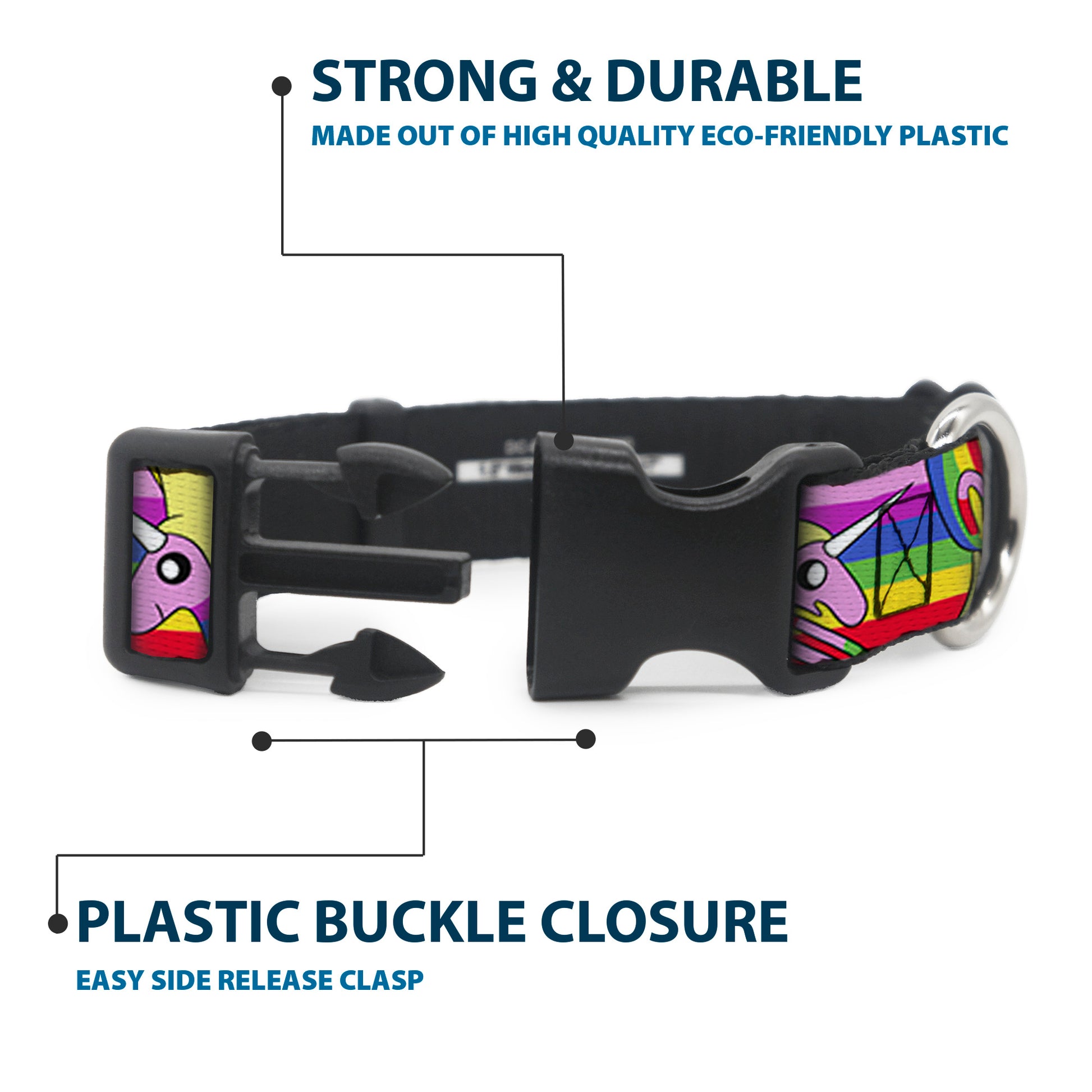 Plastic Clip Collar - Adventure Time Lady Raincorn Poses Stripe Rainbow Plastic Clip Collars Adventure Time