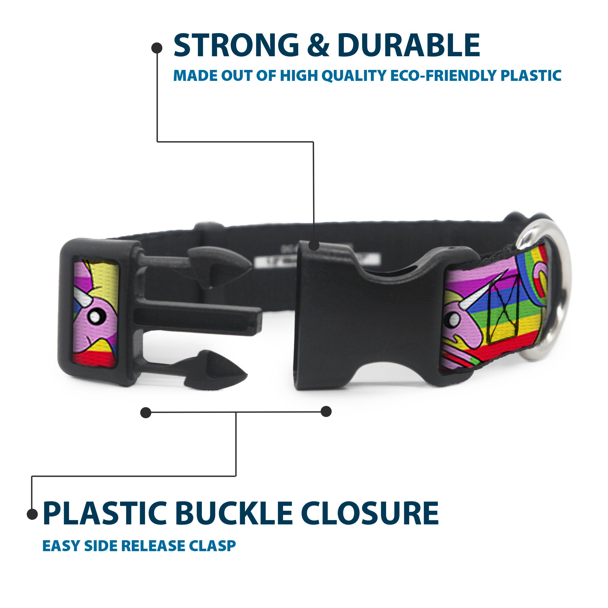 Plastic Clip Collar - Adventure Time Lady Raincorn Poses Stripe Rainbow Plastic Clip Collars Adventure Time