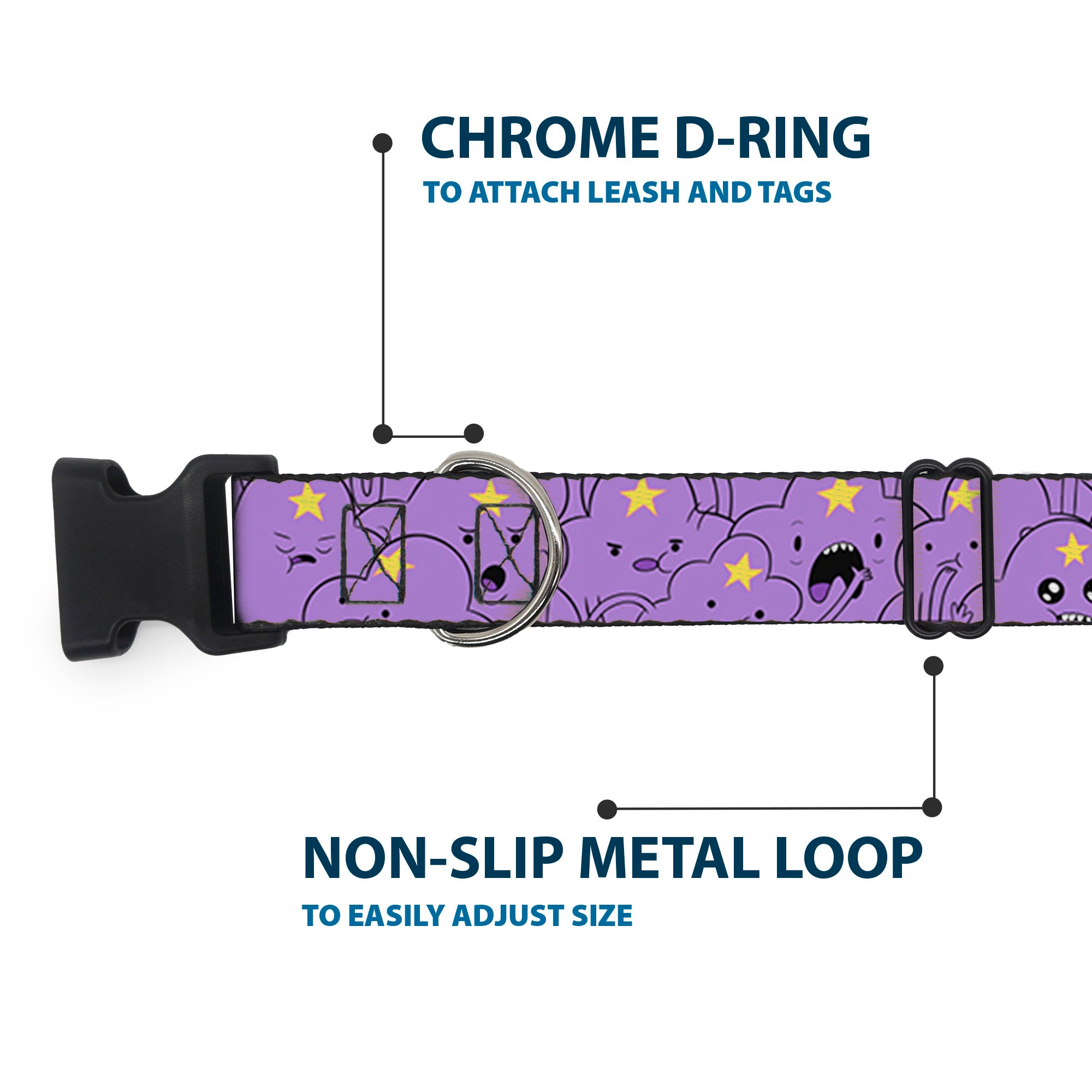 Plastic Clip Collar - Adventure Time Lumpy Space Princess Expressions Stacked Lavender Plastic Clip Collars Adventure Time