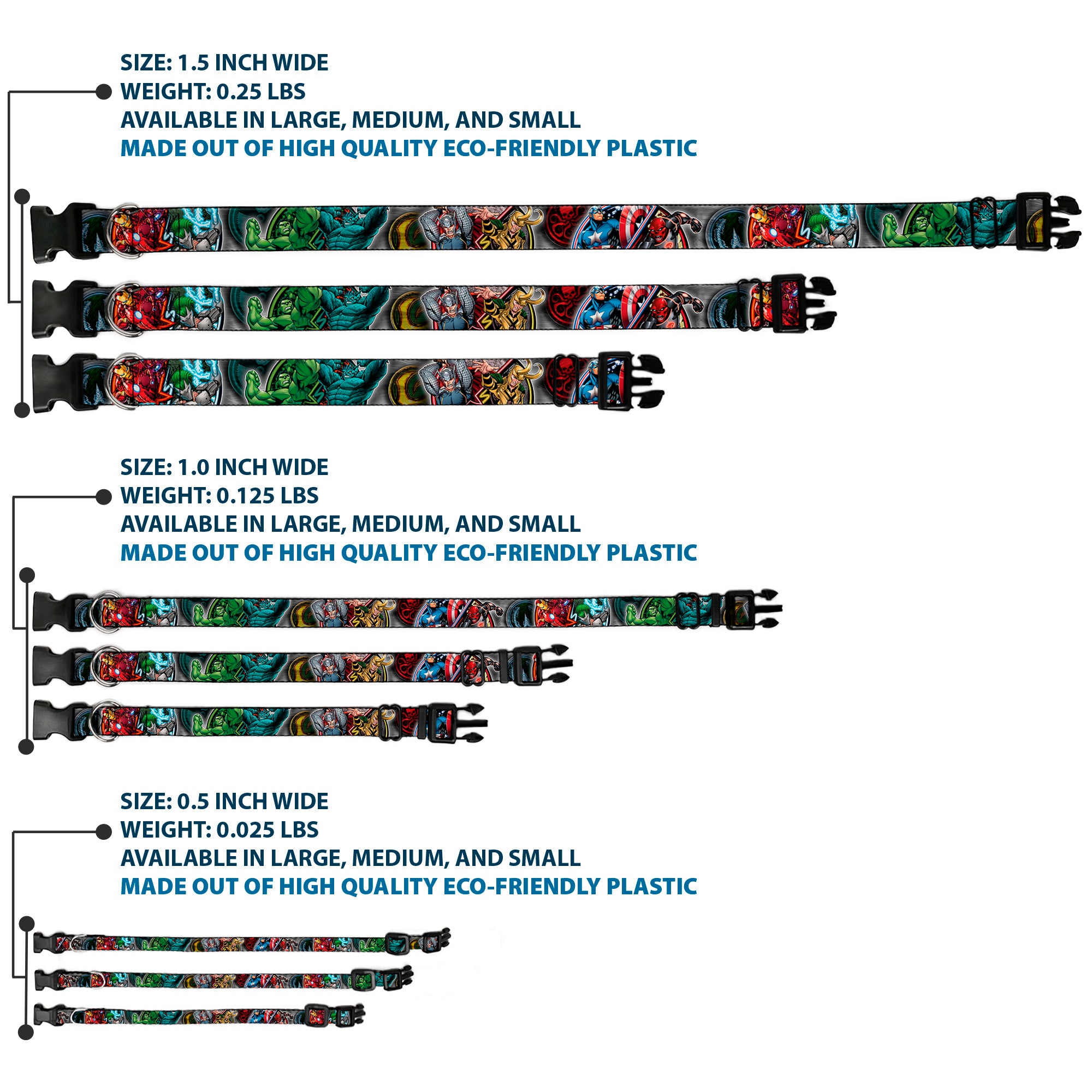 Plastic Clip Collar - Marvel Avengers Superhero/Villain Poses Plastic Clip Collars Marvel Comics