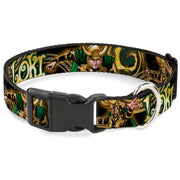 Plastic Clip Collar - LOKI Poses Black/Gold/Green Plastic Clip Collars Marvel Comics